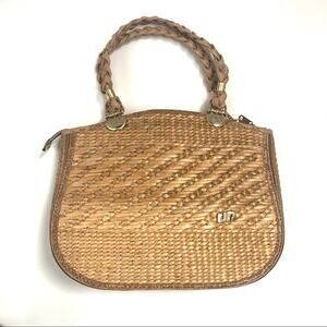 Viintage Pier Giorgio Straw  Coastal Grandma 3 Tone Handbag Made In Italy